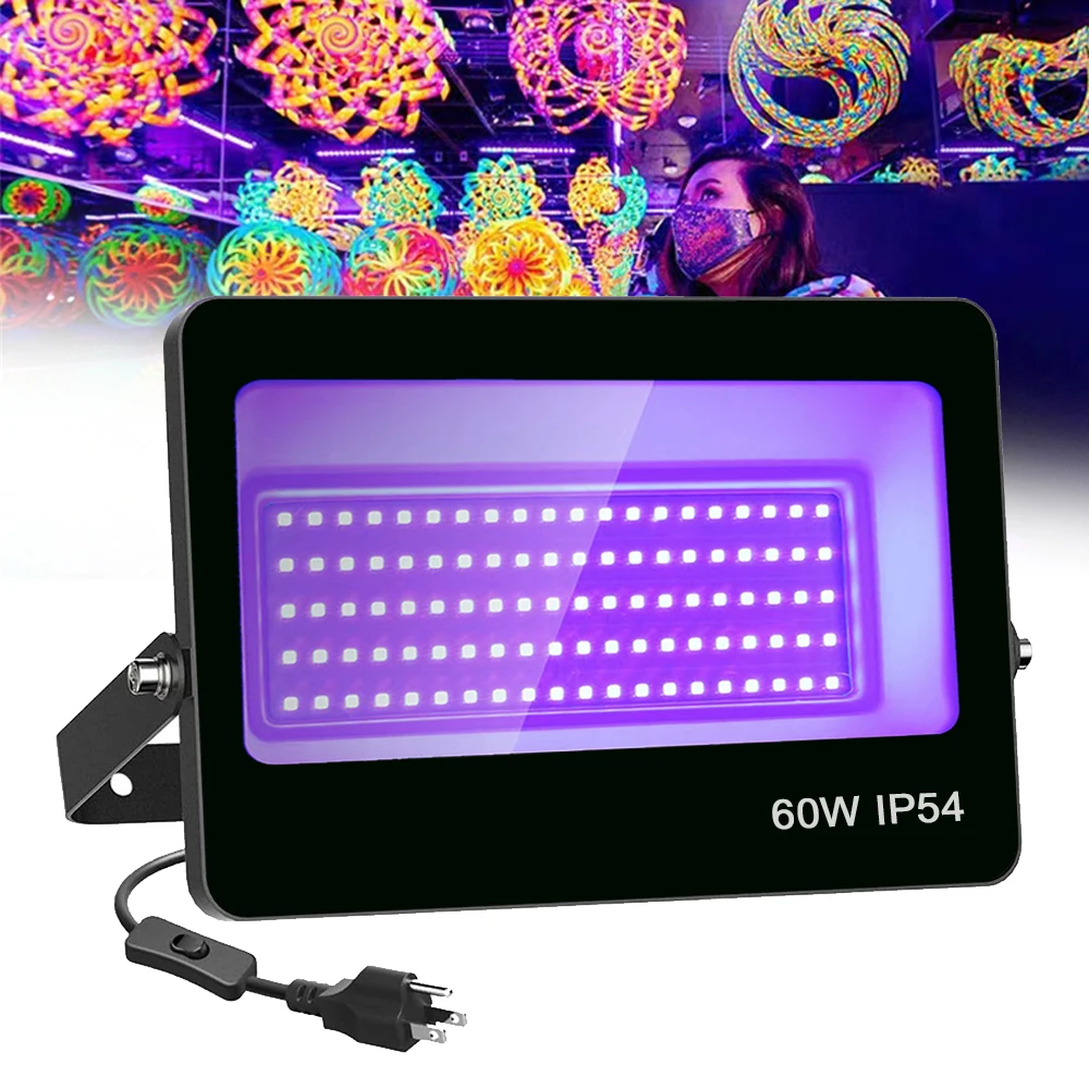High Quality 60w Uv Flood Light Ip65 Waterproof With Plug For Dance