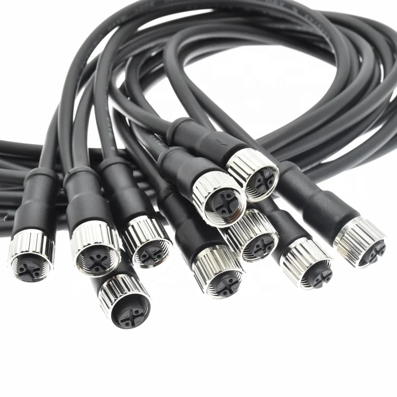 M12 Waterproof DIN Cable Wire Connector Electric 2-Pin Male to Female for Power Applications