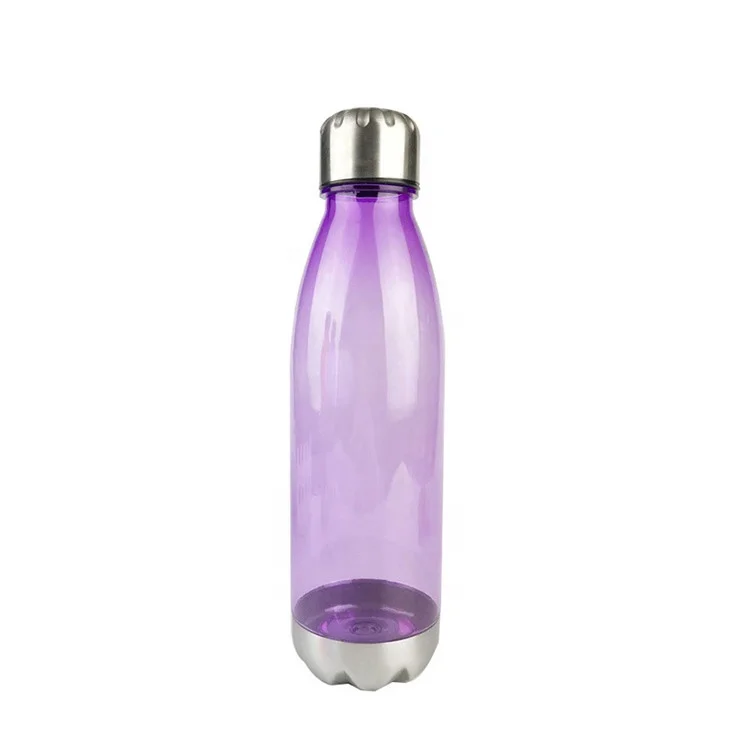 New Custom Best Reusable Water Bottle 750ML Shape Purple Plastic Bottle with Stainless Steel Lid and Base