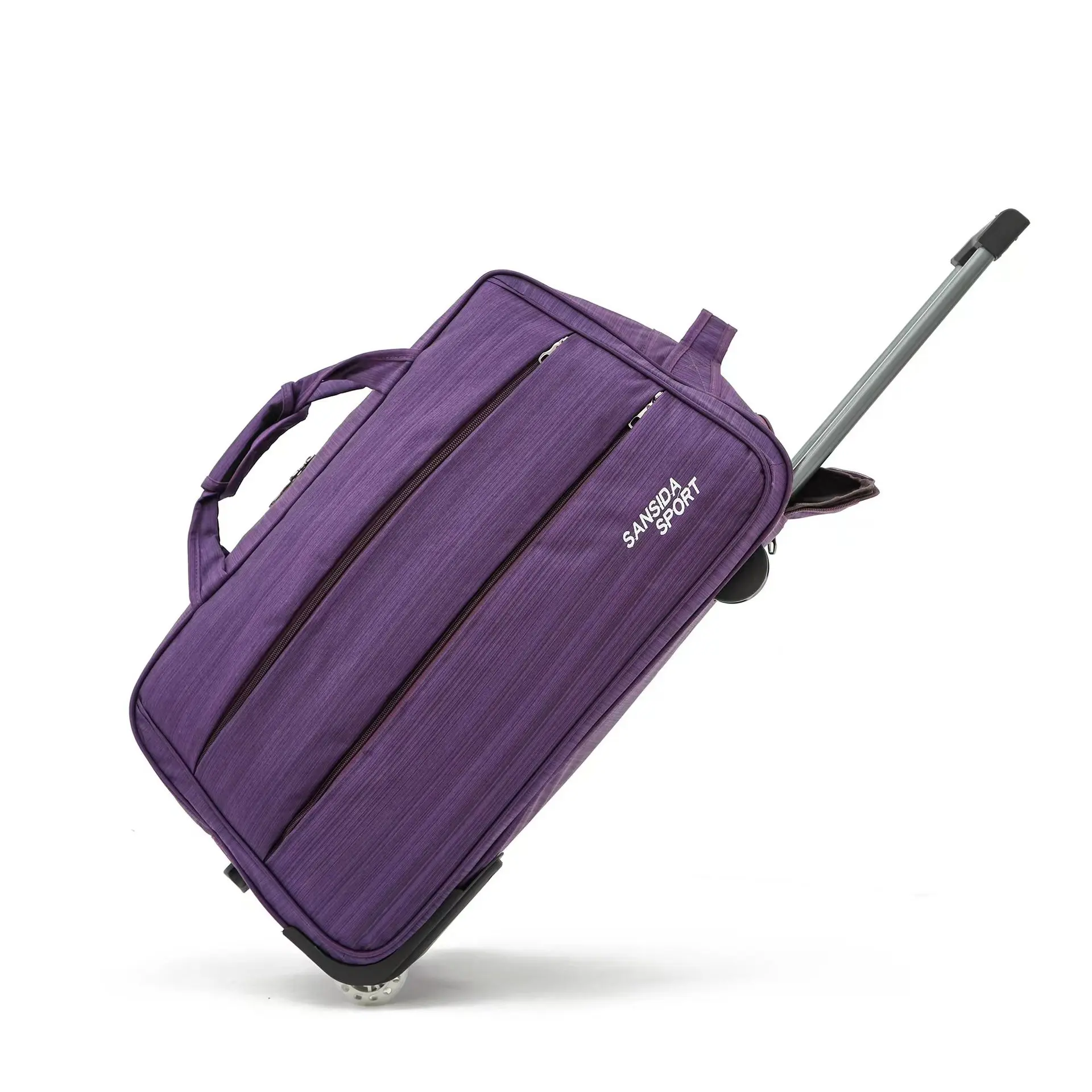 24 Inch  60*30*35 cm Custom logo Camel Purple Navy Oxford Cloth Folding Trolley Travel Luggage Bag With Double Zipper Pockets