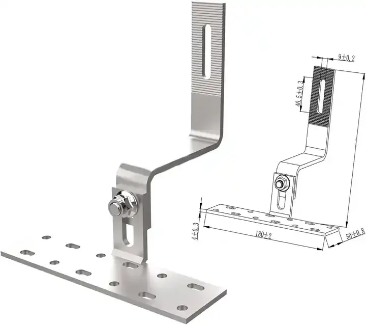 90 Degree Sus304 Adjustable Solar Tile Roof Hook For Solar Panel ...