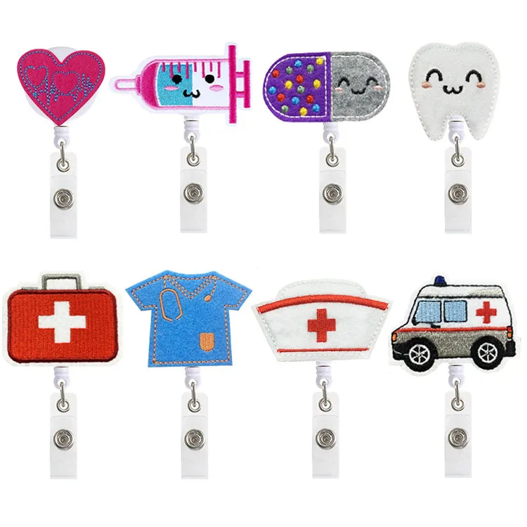 65cm Felt Id Badge Holder With Retractable Plastic Nurse Badge Reel