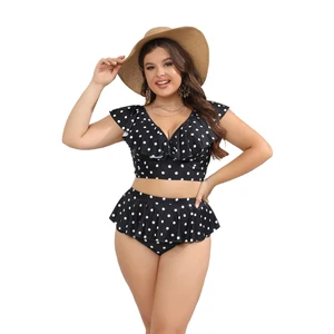 2026 New Fashion Summer Women's Bathing Suits Ruffled Wave Point Swimsuit Two-piece Women Plus Size Bikini Set