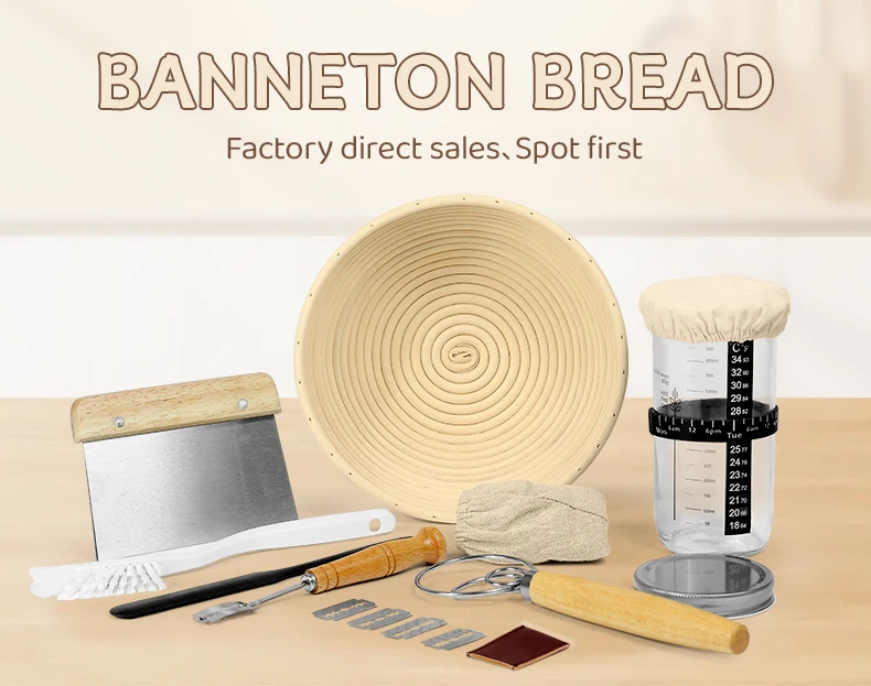 Conical Fermenter Glass Jar Rattan Sourdough Starter Kit For Bread