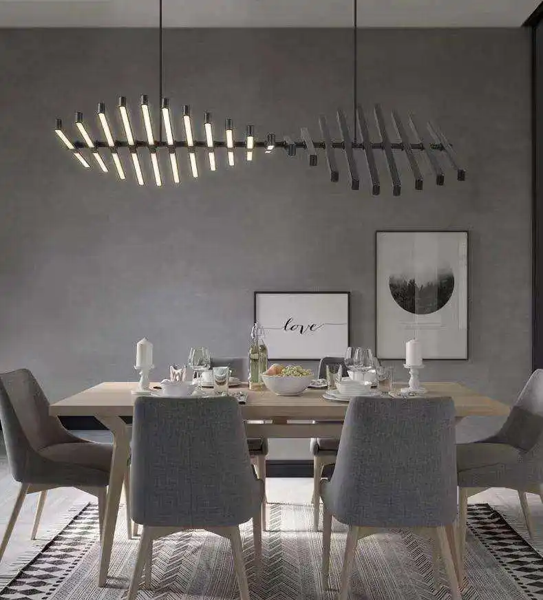 Fish Bone Ceiling Hang Light Chandelier Pendant Light Led Swirl Suspension Lamp