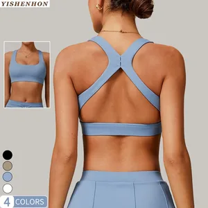 YISHENHON New Arrival Workout Gym Women's Yoga Bras Custom Logo High Support Back Cross Sexy Sport Bras with High Quality