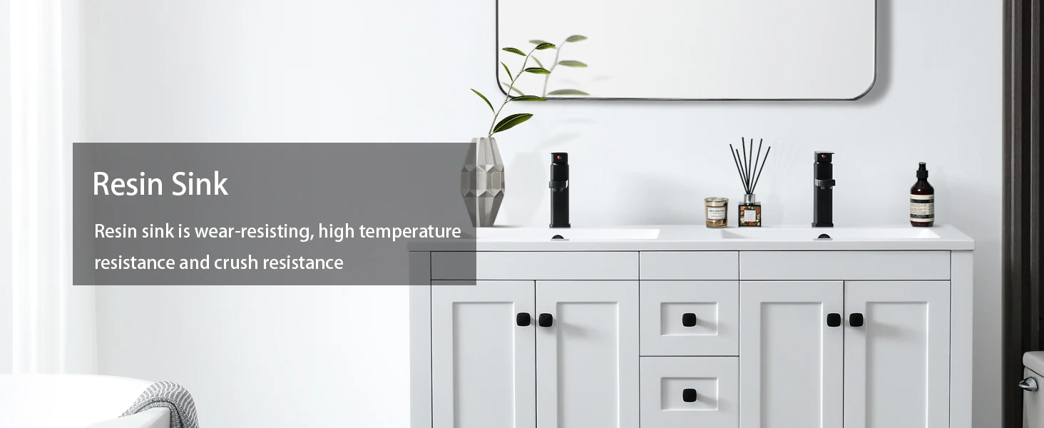 48" Black Bathroom Vanities Double Sink Storage For Bathroom High Quality Mdf Bathroom