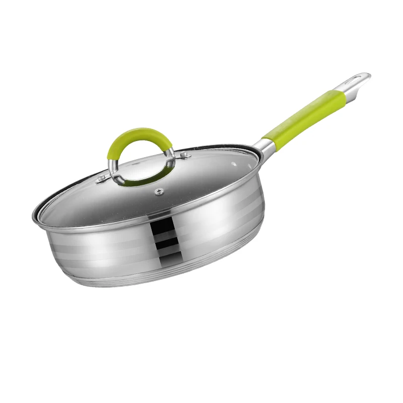 Набор кухонной посуды из нержавеющей стали, 12 шт., новый дизайн, силиконовая антипригарная ручка, кухонная посуда, набор с антипригарной сковородкой