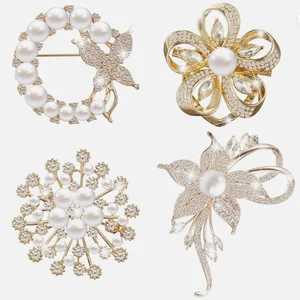 Custom Fashion Jewelry Brooches Rhinestones Crystals Pearls Luxury Handmade Elegant Accessories for Women Men Party Wedding