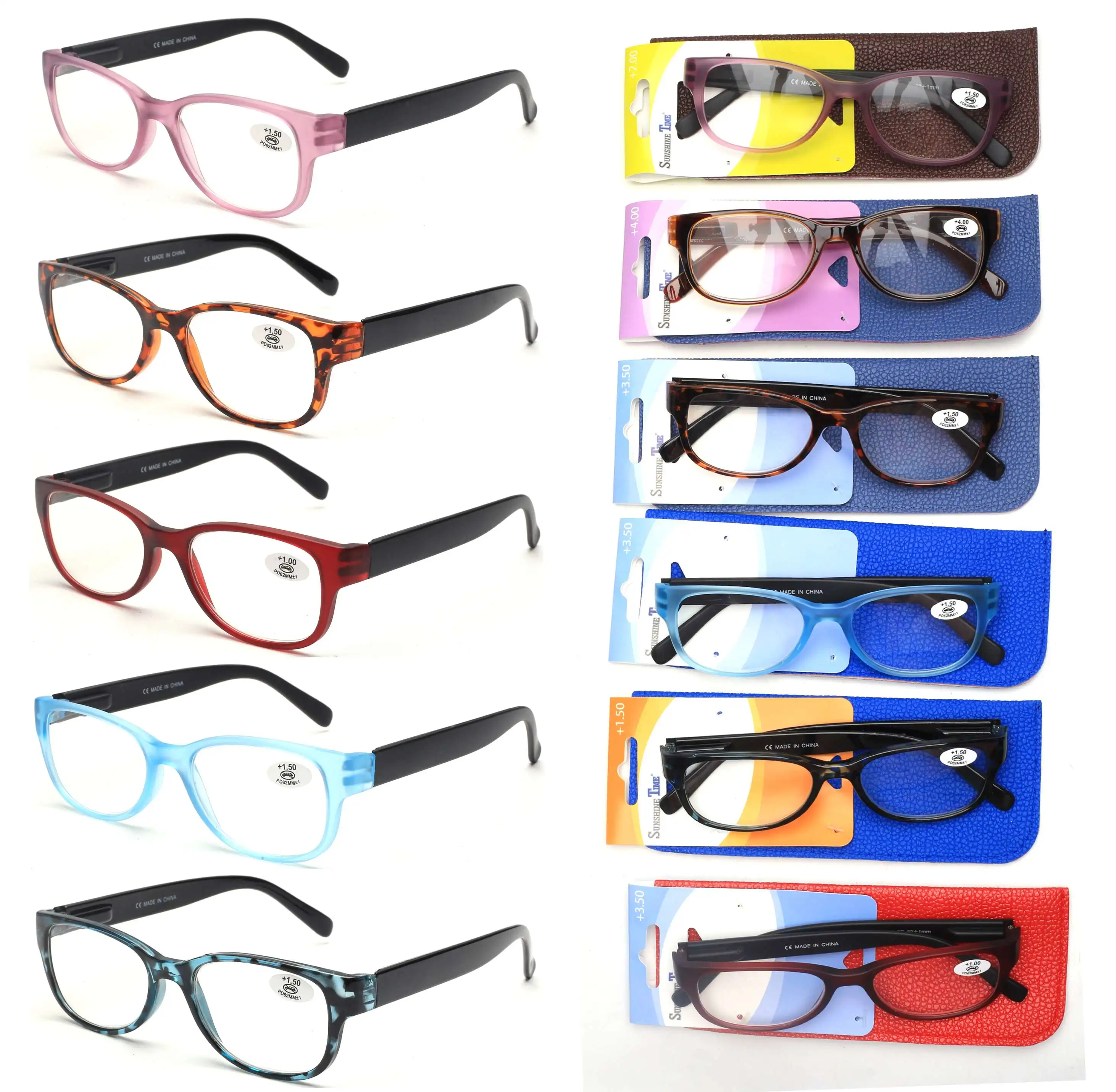 Fashion Modern Rectangle Red Frame Eyeglasses Light Red Frame Reading