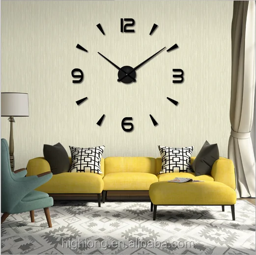 Room Novelty sticker 3D frameless  Diy  Home Clock Wall