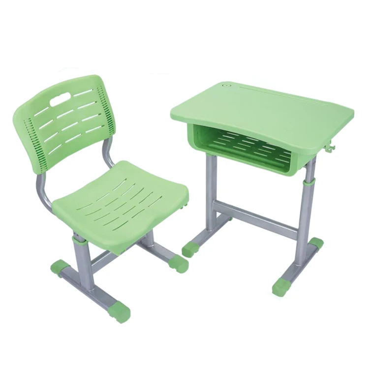 Plastic single school desk and chair