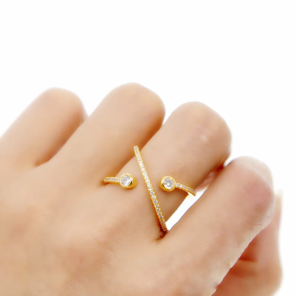 Promotion 2023 New Design Open Cross X Shape Gold Plated Women Full Finger Jewelry Pakistani Gold Ring Designs