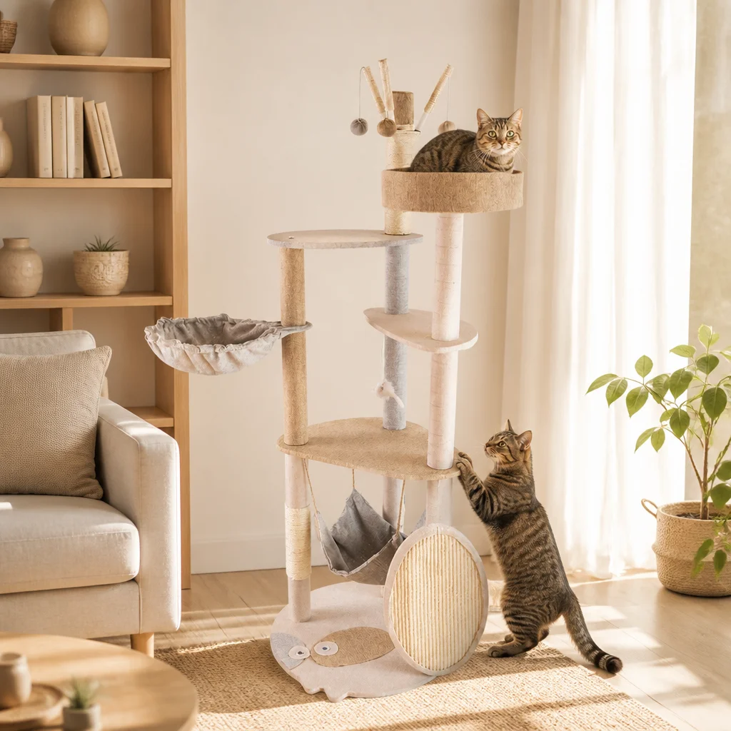 Large Wooden Cat Tree Sisal Scratching — Product details 3