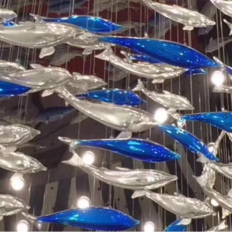 Unique Design Coastal Fish Style Iron Art Lamp Rustic Pendant Light Fixture Glass Hanging Lights for Custom Illumination Project