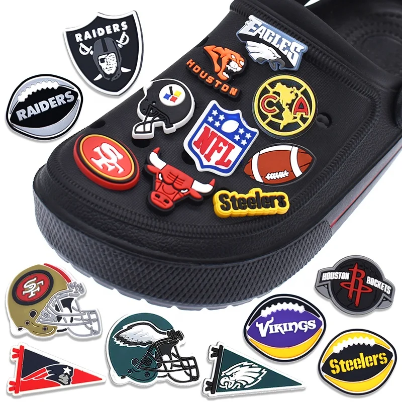 Wholesale wholesale NFL charm whole sports teams NFL croc shoe charms fit  for bracelets From m.