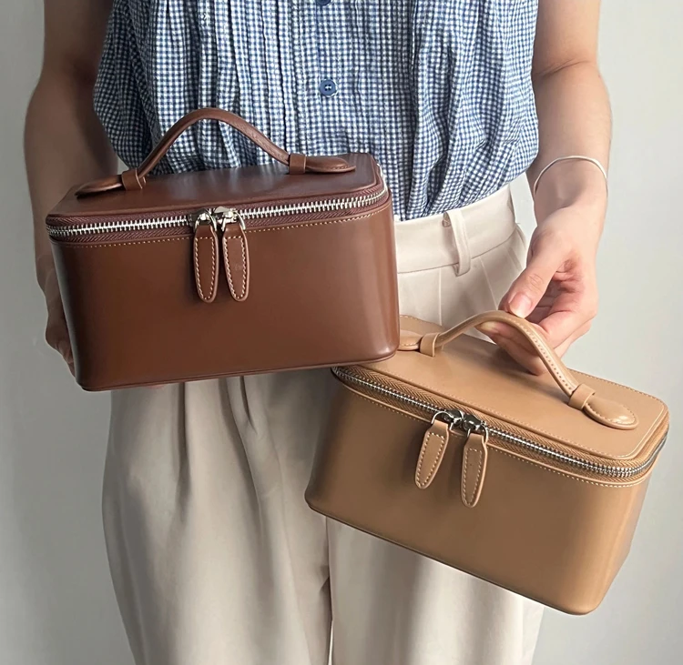 New Product Beauty Vanity Box Women Cow Leather Travel Makeup Case