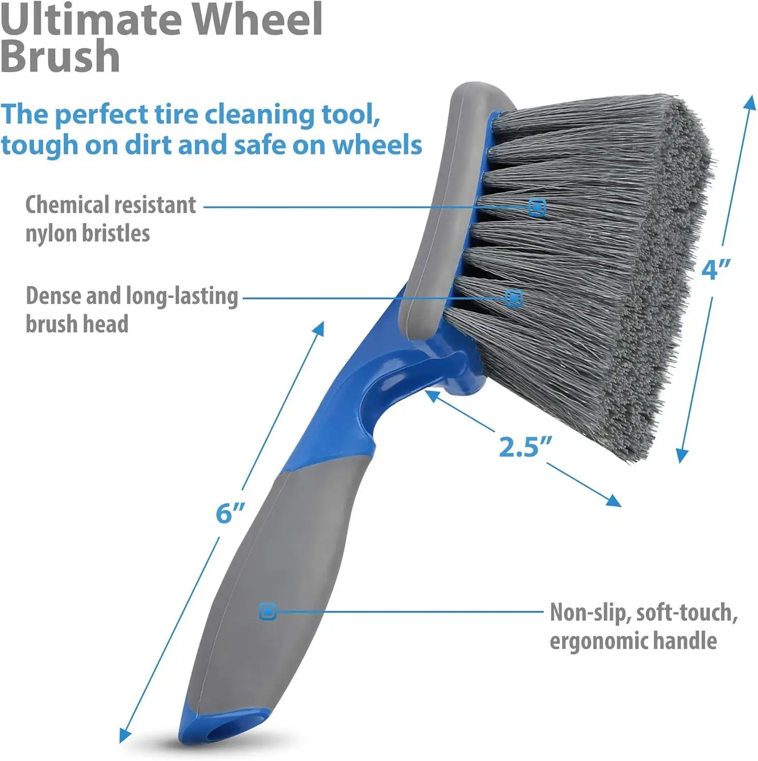 Wheel Tire Brush For Car Rim,Soft Bristle Car Wash Brush Cleans Tires & Releases Dirt And Road