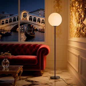 Three-color Adjustable Round Floor Lamp PE Roto-molded + Marble Base 8-12W Minimalist Floor Lamp for Parlor