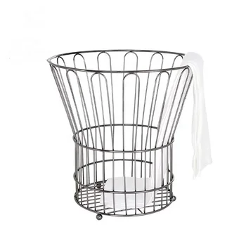 Hotel stainless steel towel rack guest room bathroom storage basket cloth straw basket beauty shop towel storage basket