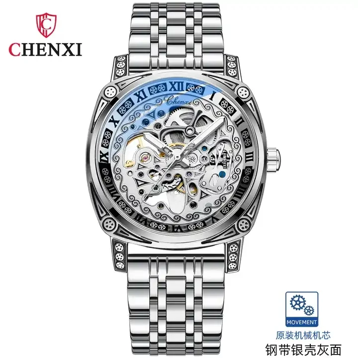 Chenxi 8825 Men's Watch - Luxury Skeleton Design & Chronograph