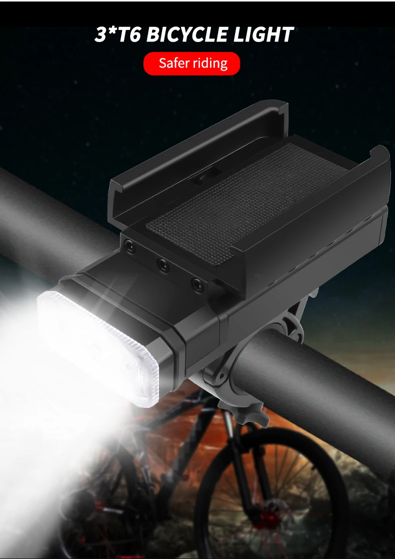 Multifunction Bike Light With Phone Holder Bicycle Highlight Typec
