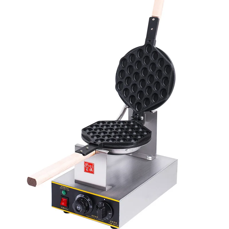 Eggy Maker Electric Bubble Waffle Maker 7.8'' NonStick Hong Kong Style Egg Waffle Iron Baker With Timer & Temperature Control