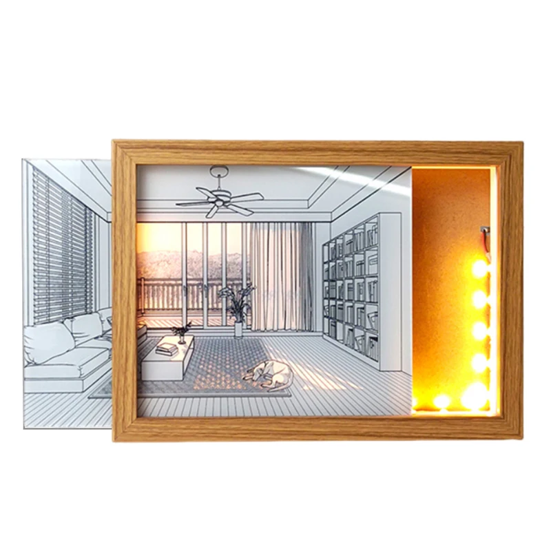 6x8 Shadow Box LED Energy Efficient Illuminated Art Light up Photo Frame Home Decor for Bedroom and Living Room