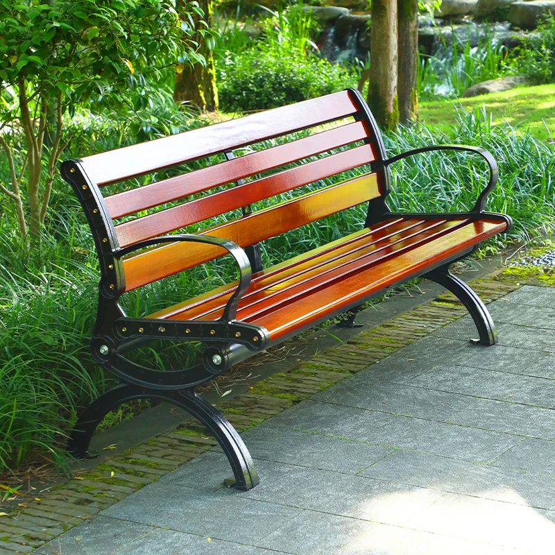 Factory Wholesale Outdoor Furniture Bench Chair Durable Pine Wood Garden Street Cast aluminium Seating Bench supplier