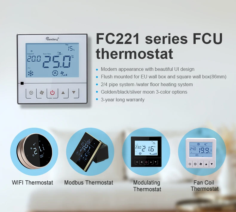 Bandary  Tuya Smart Home HVAC Central Air Conditioner FCU Water Electric Floor thermostat Smart WiFi Thermostat details