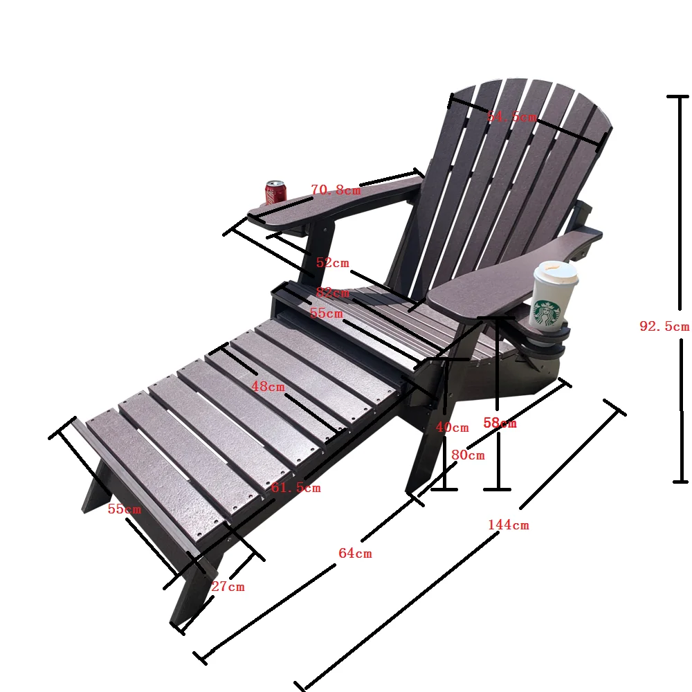 Hdpe Folding Plastic Adirondack Chair With Footrest For Outdoor