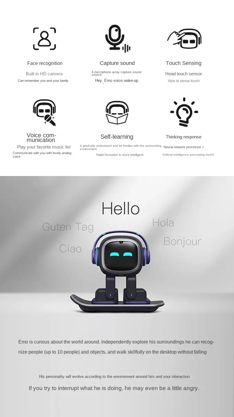 In Stocks Desktop Toys Emo Ai Robot Intelligent Emotional Interactive