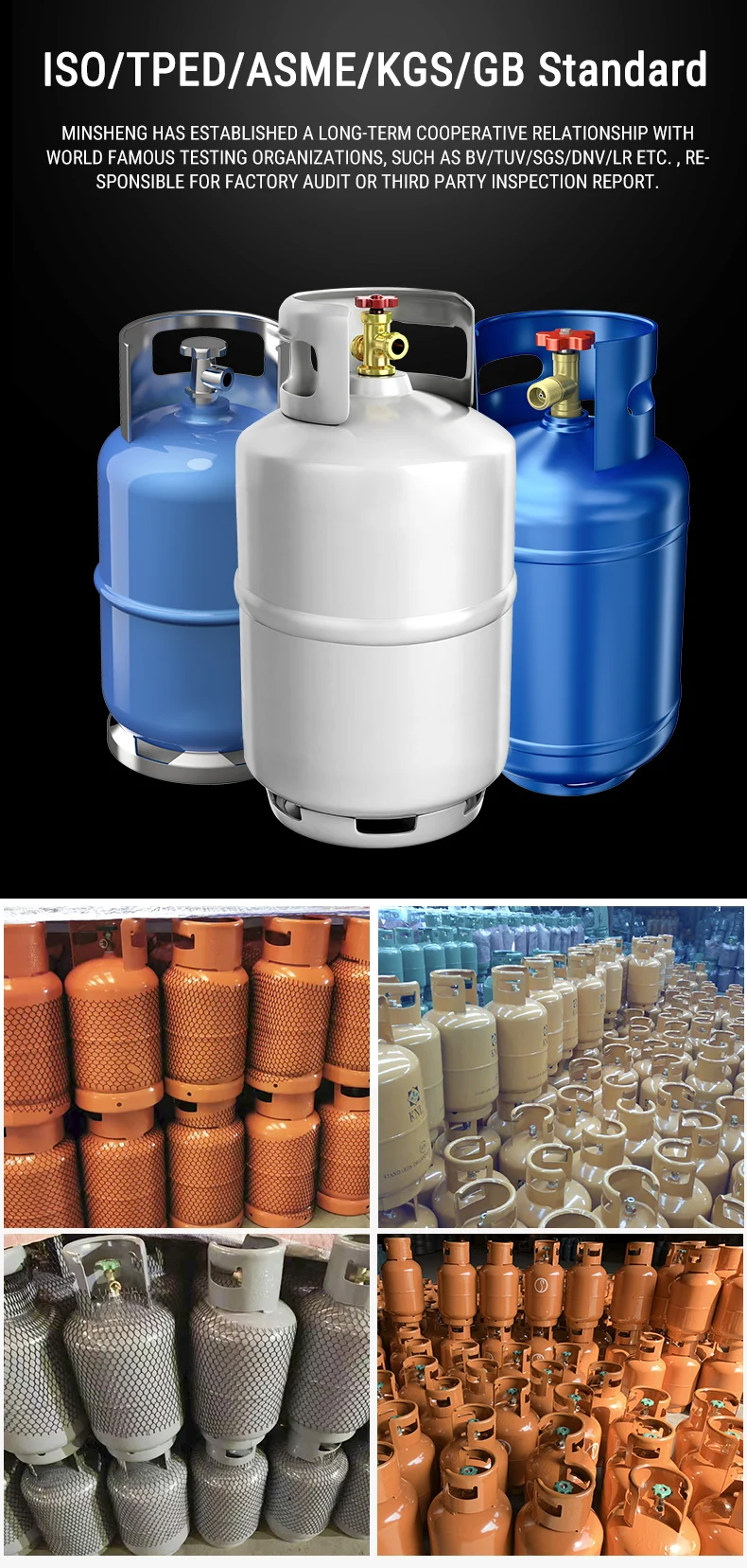 Refillable Cylinder Gas 3kg 5kg Gas Tanks 7kg 9kg 15kg 19kg 48kg Lpg