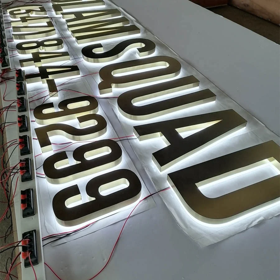 Custom 3D Backlit LED Logo Sign - Stainless Steel & Acrylic