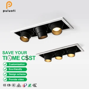 PULUOTI Adjustable Telescopic Square LED Stretch Downlight Commercial Home Project Ceiling Spotlight with Embedded MR16/GU10