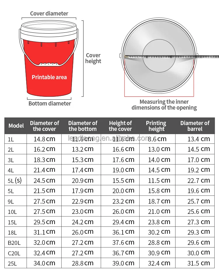 Packaging Container Drum Seal Paint Pail Buckets Food Grade Plastic 1l ...