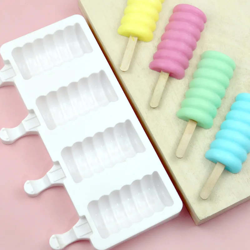 4 Cavity Spiral Popsicle Mold - Silicone Mold