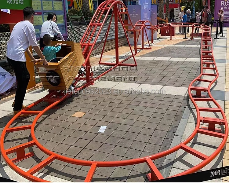 Hot sale amusement park equipment manpower driving mini roller coaster train human power roller coaster for kids