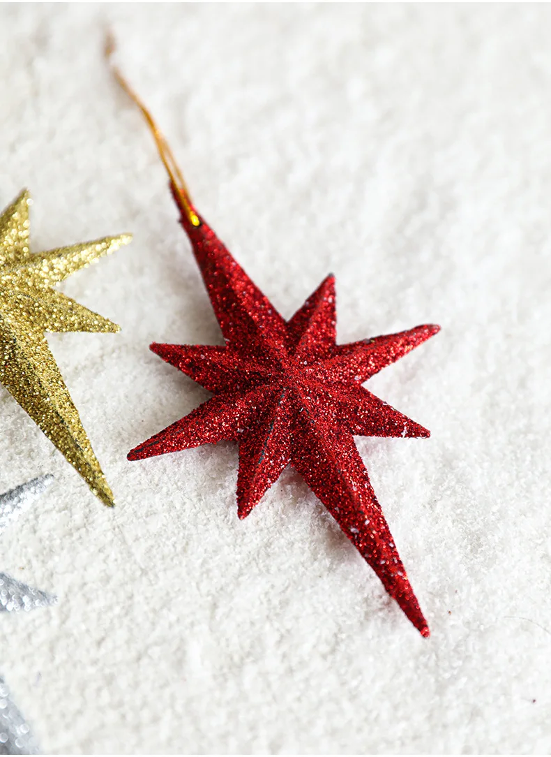 Christmas Tree Pendant Ornaments Octagonal Star Christmas Tree Ornament Star for Winter Christmas Holiday Tree Decorations supplier