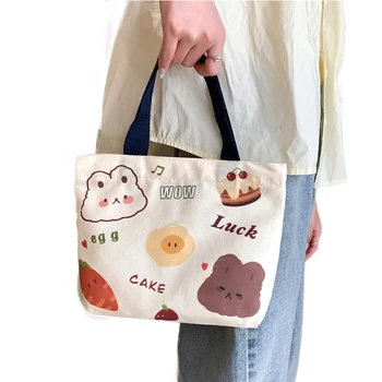 New products fashion cartoon handbag single shoulder small satchel canvas tote bag cute style casual hand bag factory wholesale