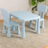Blue table, 2 square-backed chairs, and anti-slip pads included.