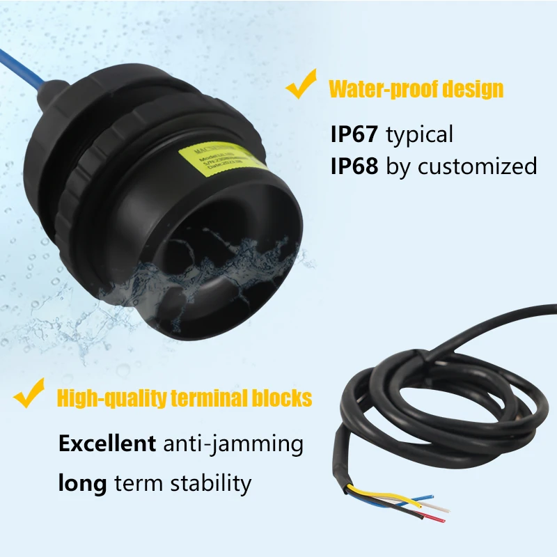 IP67 Water Level Indicator Ultrasonic Level Sensor for Sewage Water Level Measurement