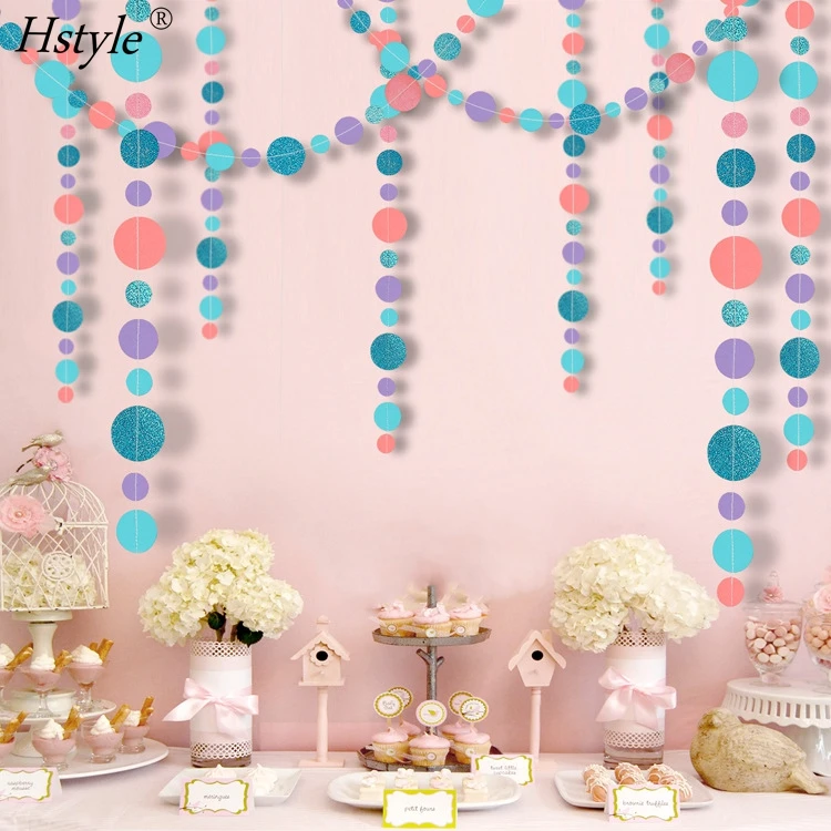  Colorful Paper Garland, Circle Dots Hanging