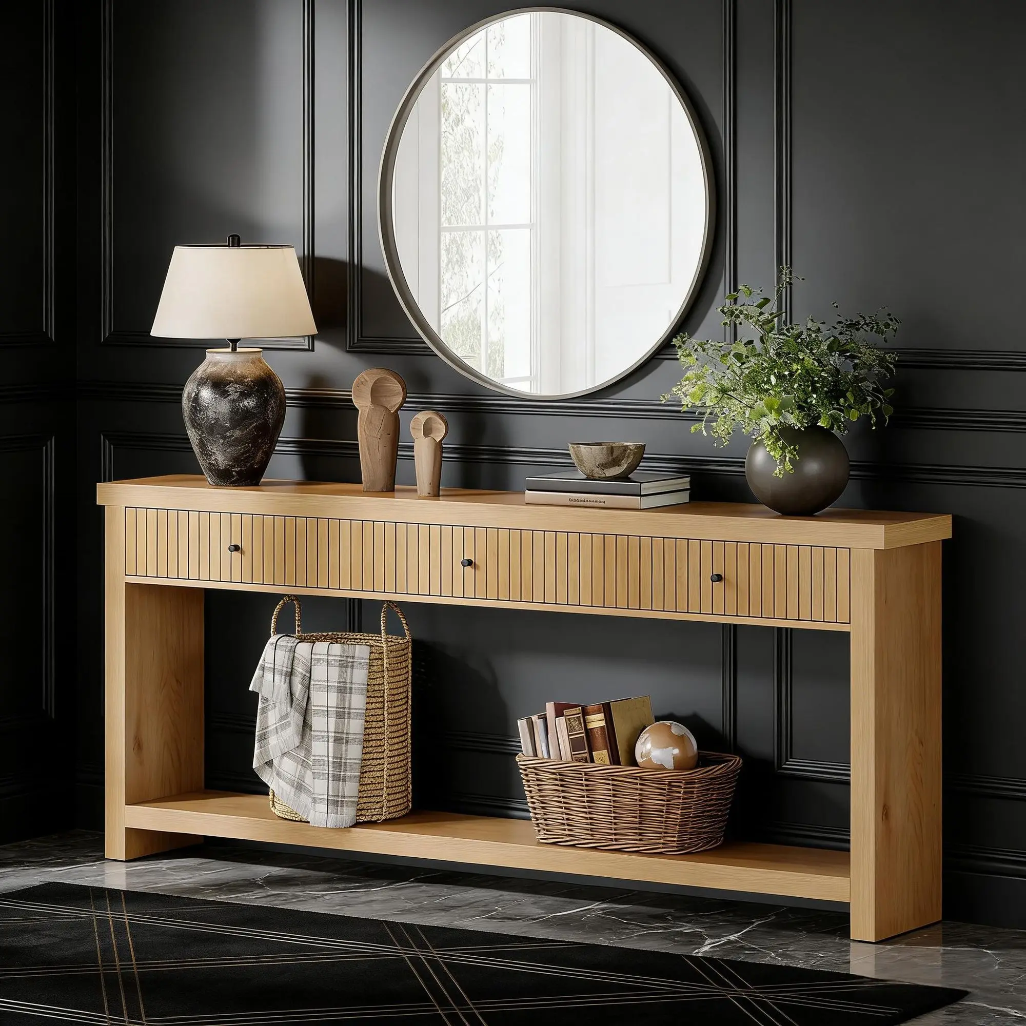 Elvarenae Alder Three-Drawer Console Table — product detail