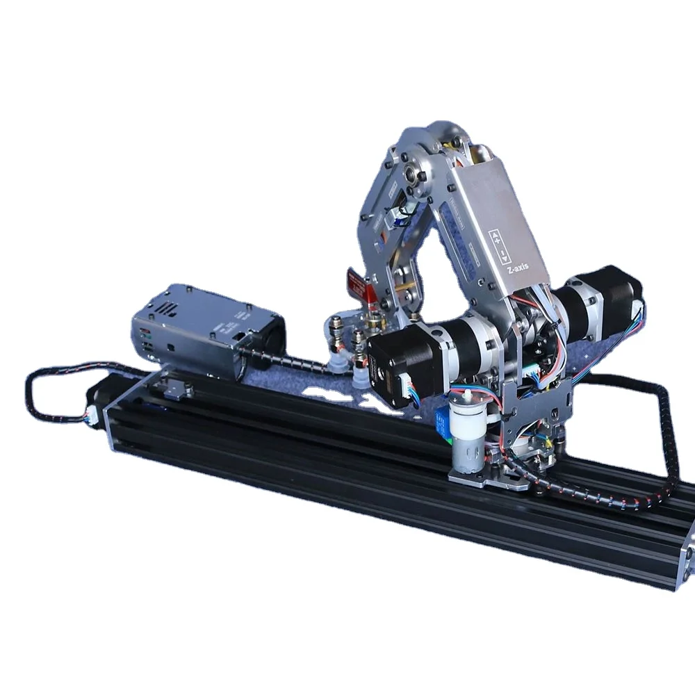 High Performance Industrial Robot Model Kit Unassembled Full Metal Stepper Mechanical Arm with Sliding Table Robotics Kits