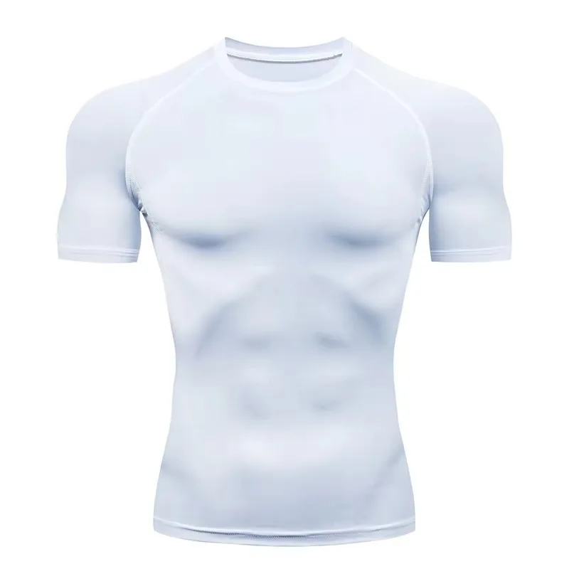 Custom Wholesale Mens Rash Guard Compression T-Shirt Quick Dry Breathable Anti-Bacterial Spandex/Polyester Gym Workout Training