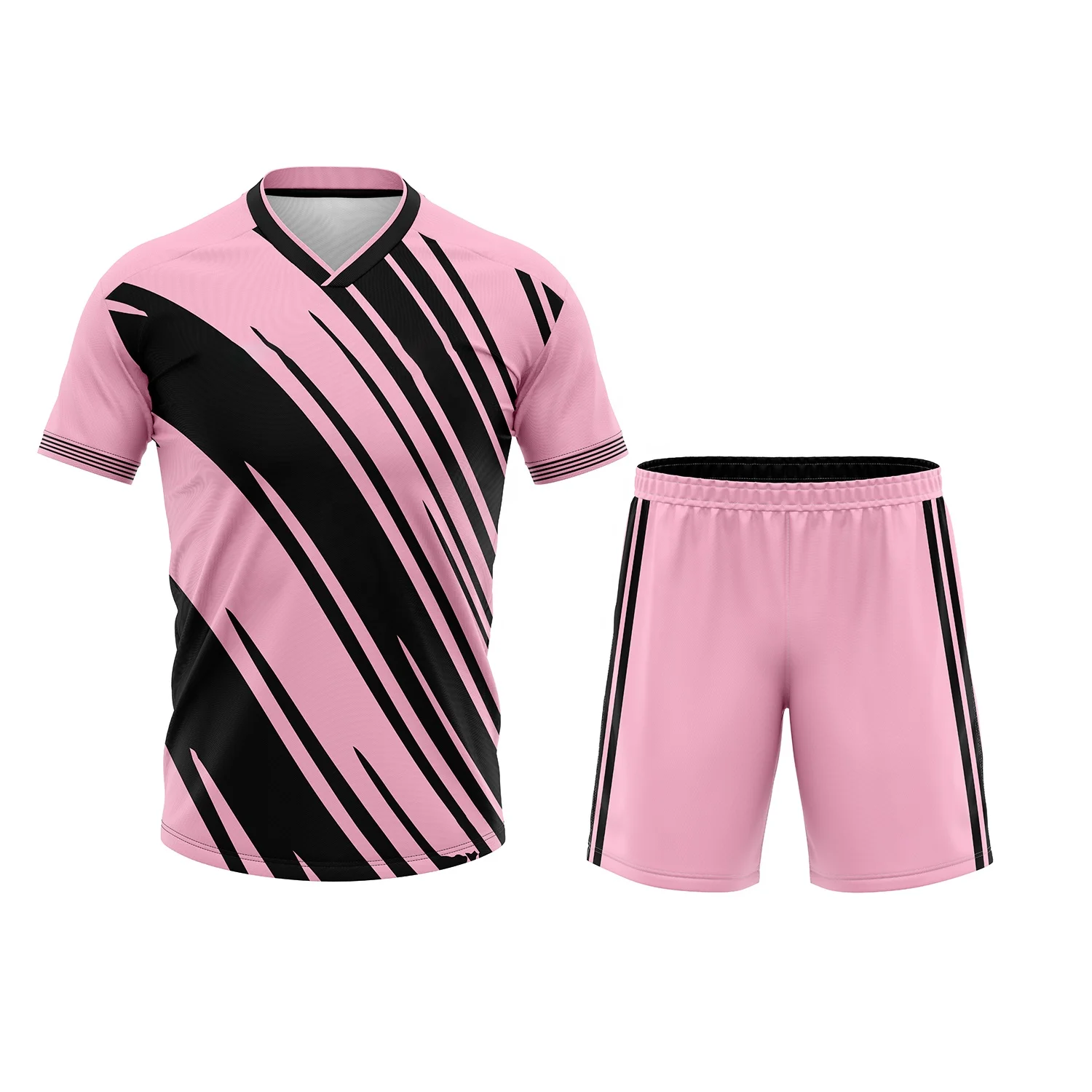 Custom Team Black Pink-Light Blue Football Jersey – Tonton Online Store