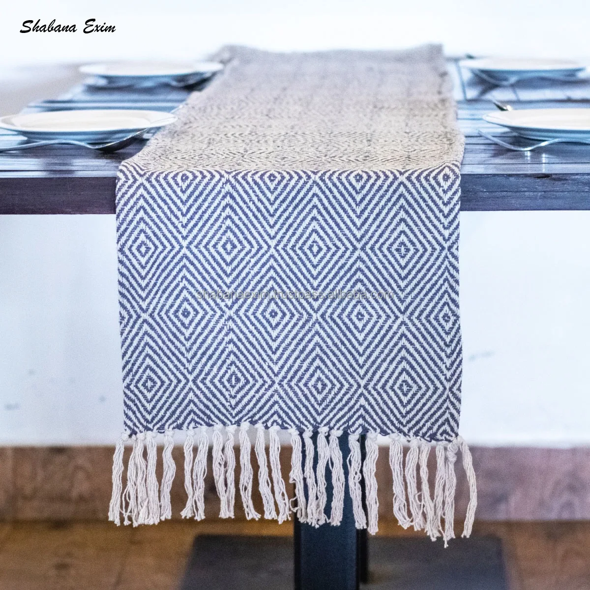 Cotton Leather Mixed Table Runner Decoration Boho Table Runner Stripe