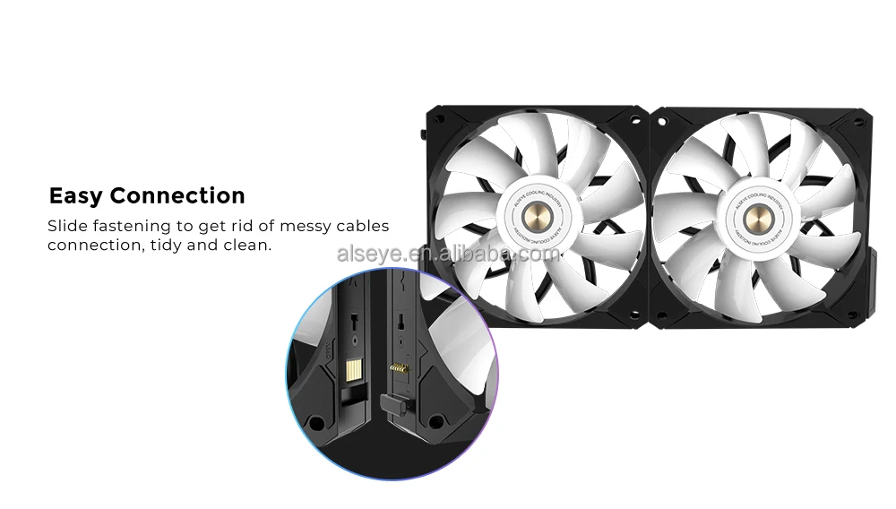 Alseye I12b Interlocking Quiet Pc Cooler For Pc 120mm Fans Computer