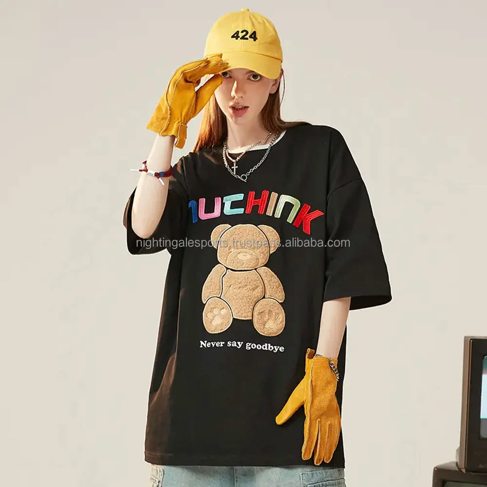 Custom Logo Women Short Sleeve Drop Shoulder Printing Heavy Weight